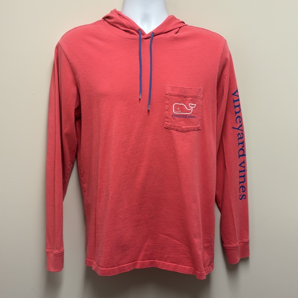 Mens Vineyard Vines Long-Sleeve Two Toned Vintage Whale Hoodie Pocket T-Shirt S